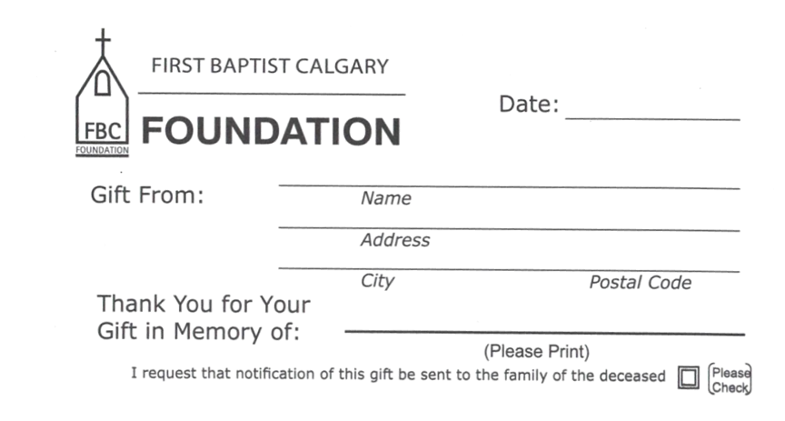Front of Donation Envelope